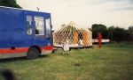 First yurt we made and our blue truck 1995